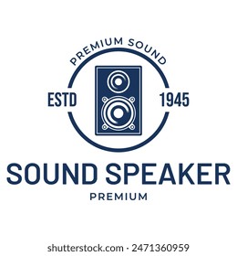 Lautsprecher-Soundsystem-Logo-Design mit Creative Concept Premium-Vektorgrafik