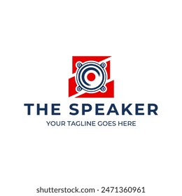 diseño del logotipo del sistema de sonido del altavoz con concepto creativo Vector premium