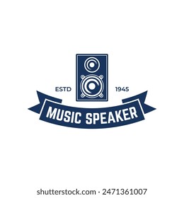 diseño del logotipo del sistema de sonido del altavoz con concepto creativo Vector premium