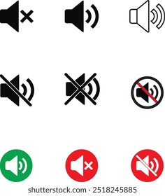 Altavoz, ilustración del conjunto de iconos de volumen de sonido