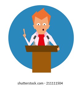 speaker speech from the rostrum. beautiful vector illustration in a flat style.