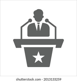 Speaker, spokesperson icon. Gray vector graphics.