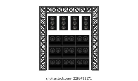 speaker with spotlight on the truss system on the white background