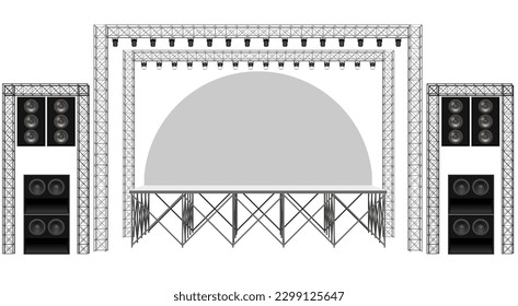 speaker with spotlight on the truss system on the white background	