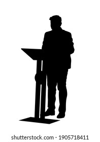 Speaker standing silhouette vector illustration isolated on white background