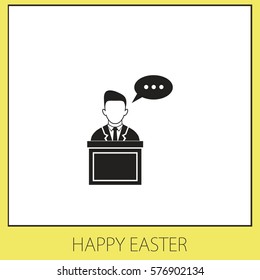 Speaker stands behind the podium Vector Icon.