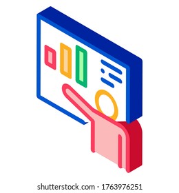 Speaker with Statistic Icon Vector. Isometric Speaker with Statistic sign. color isolated symbol illustration