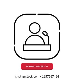 Speaker symbol, education outline vector icon. Modern, simple flat vector illustration for web site or mobile app