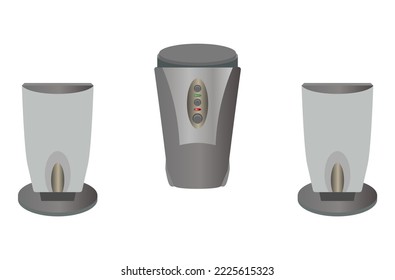 speaker system for a computer with two speakers on the sides and a subwoofer in the center