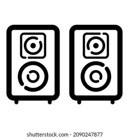 Icono plano del sistema del altavoz aislado en fondo blanco