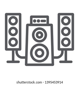 Speaker system line icon, audio and loudspeaker, music system sign, vector graphics, a linear pattern on a white background, eps 10.
