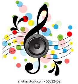 The speaker in the treble clef. Vector