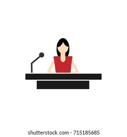  Speaker at a tribune icon .Flat design.