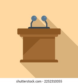 Speaker tribune icon flat vector. Business time. Work manager