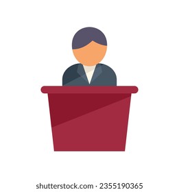 Speaker tribune icon flat vector. Speech podium. Conference lecture isolated