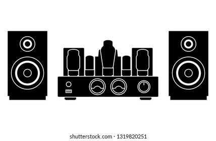 Speaker and tube amplifier. Vector illustration