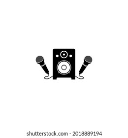 speaker with twin mic logo, logo design for karaoke business