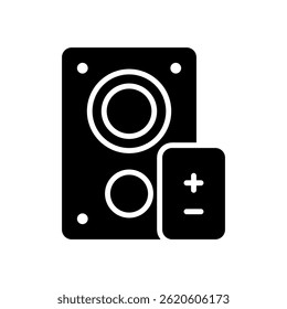Speaker Vector for Audio Device and Sound Technology. Wireless speaker icon for music, volume, and control. Glyph Icon