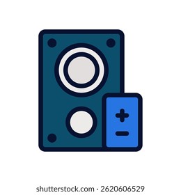 Speaker Vector for Audio Device and Sound Technology. Wireless speaker icon for music, volume, and control.