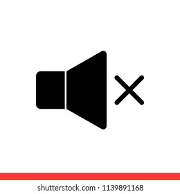 Speaker vector icon, mute symbol. Simple, flat design illustration for web or mobile app