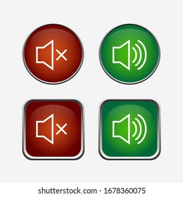 speaker vector icon. Red and Green symbol flat set