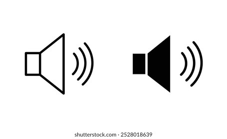 Speaker vector icon set in black and white color.