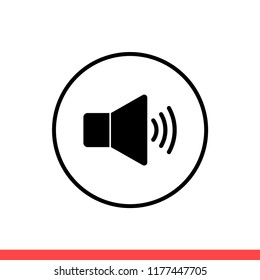 Speaker vector icon, volume symbol. Simple, flat design for web or mobile app