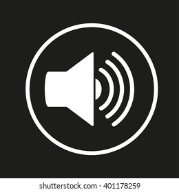 Speaker   vector icon. White illustration isolated on black background for graphic and web design.