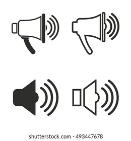 Speaker vector icons set. Black illustration isolated on white background for graphic and web design.