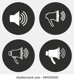 Speaker vector icons set. White illustration isolated for graphic and web design.