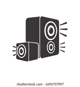 Speaker vector illustration in black and white design. Speaker icon 
