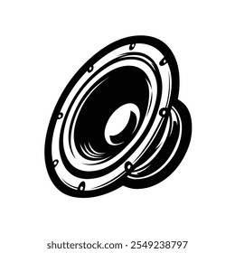 Ilustración vectorial del altavoz aislada. Silueta monocromática del altavoz blanco y negro