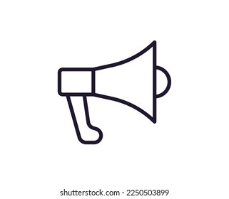 Speaker vector line icon. Premium quality logo for web sites, design, online shops, companies, books, advertisements. Black outline pictogram isolated on white background 