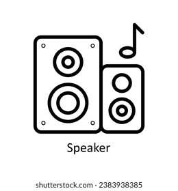 Ilustración de diseño del contorno vectorial del altavoz. Símbolo del archivo EPS 10 de fondo blanco