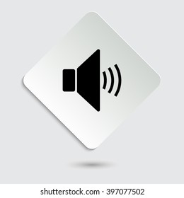 speaker volume - black vector icon  on a paper button
