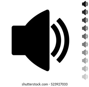Speaker volume - black vector icon and ten icons in  shades of grey
