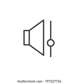 Speaker volume control line icon, outline vector sign, linear style pictogram isolated on white. Sound bar symbol, logo illustration. Editable stroke