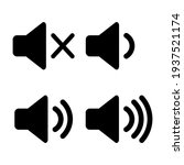 speaker volume flat vactor icon. Symbols on, off, mute, high, low sound signs for graphic design, logo, web site, social media, mobile app, Eps 10