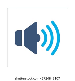 Ícone de volume do alto-falante vetor plano azul design som símbolo áudio voz alta música som megafone gráfico elemento sinal