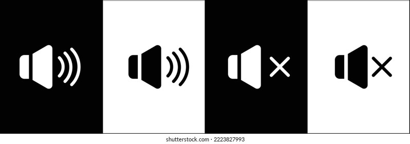 Speaker volume icon. Low to high volume. Music audio sound vector sign. Vector illustration