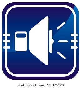 Speaker volume icon on blue button