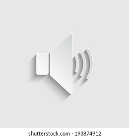 speaker volume icon with shadow on a grey background