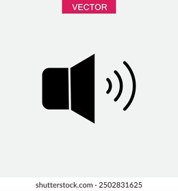 Icono del volumen del altavoz, ilustración negra plana simple del gráfico del Vector para el Web y el App en el fondo blanco.. eps