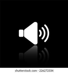 speaker volume icon - vector illustration with reflection isolated on black