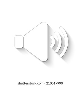 speaker volume icon - white vector illustration with shadow