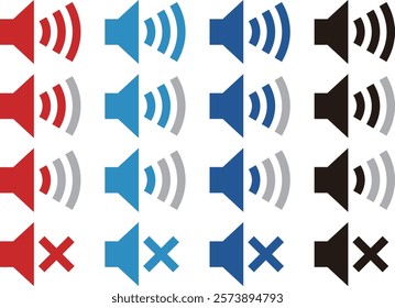 Speaker volume icons 16 types set