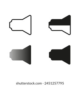 Speaker volume icons in two styles. Sound on and muted graphics. Audio control symbols. Vector illustration. EPS 10.