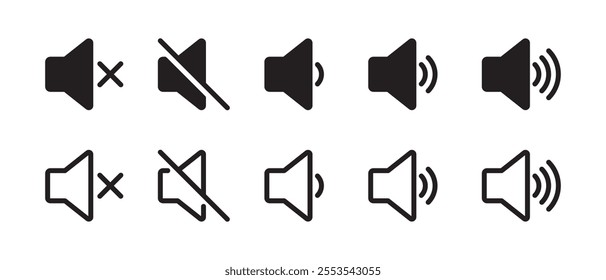 Speaker, volume level icon set collection. Sound, audio sign symbol