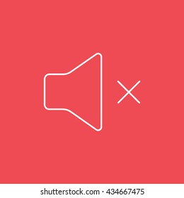 Speaker Volume Line Icon On Red Background
