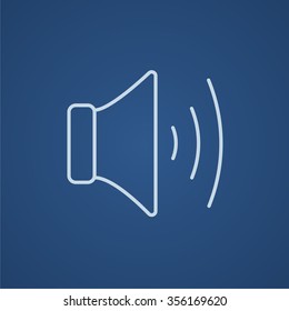 Speaker volume line icon for web, mobile and infographics. Vector light blue icon isolated on blue background.